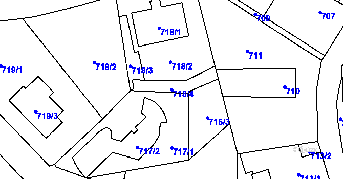 Parcela st. 718/4 v KÚ Stodůlky, Katastrální mapa