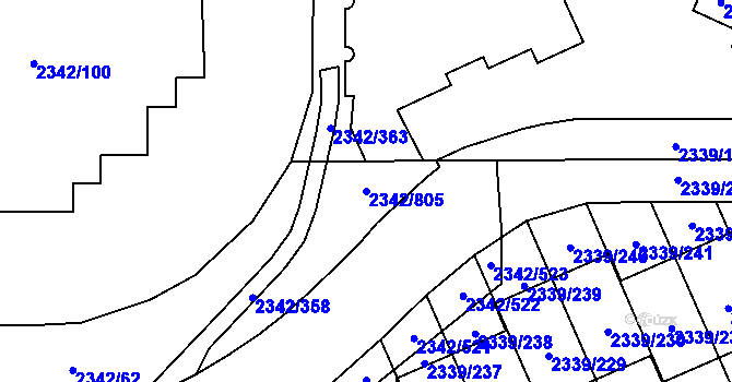 Parcela st. 2342/805 v KÚ Stodůlky, Katastrální mapa