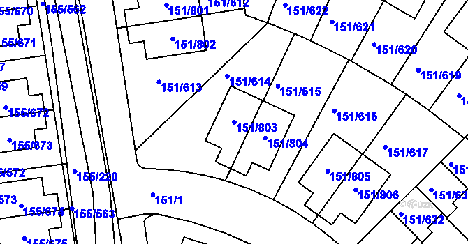 Parcela st. 151/803 v KÚ Stodůlky, Katastrální mapa