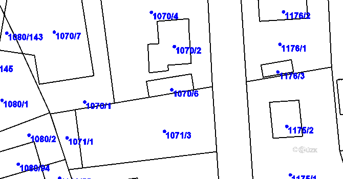 Parcela st. 1070/6 v KÚ Stodůlky, Katastrální mapa