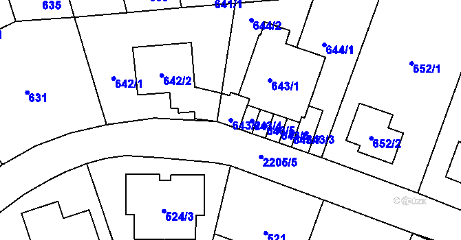 Parcela st. 643/2 v KÚ Stodůlky, Katastrální mapa