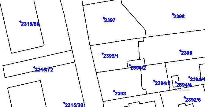Parcela st. 2395/1 v KÚ Stodůlky, Katastrální mapa