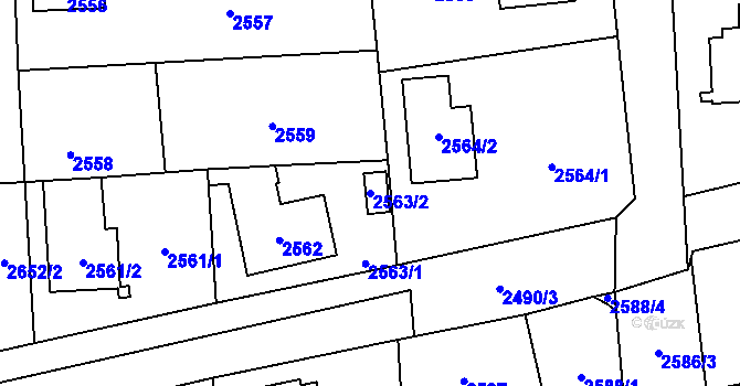 Parcela st. 2563/2 v KÚ Stodůlky, Katastrální mapa