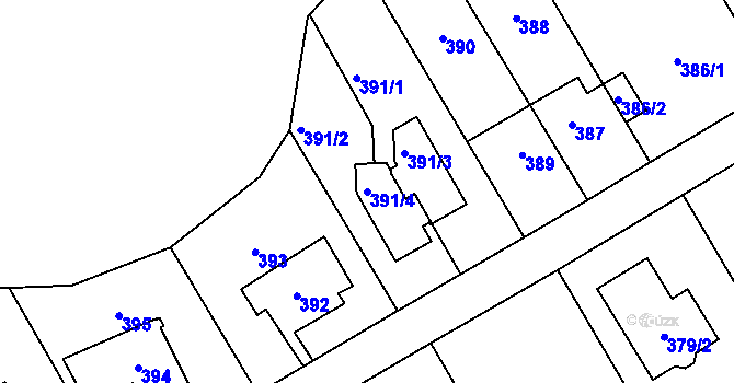Parcela st. 391/4 v KÚ Stodůlky, Katastrální mapa