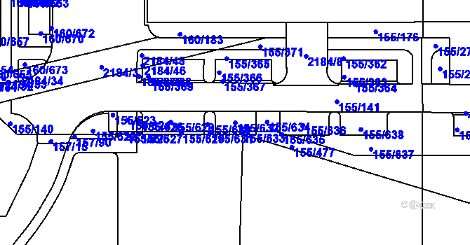Parcela st. 155/632 v KÚ Stodůlky, Katastrální mapa