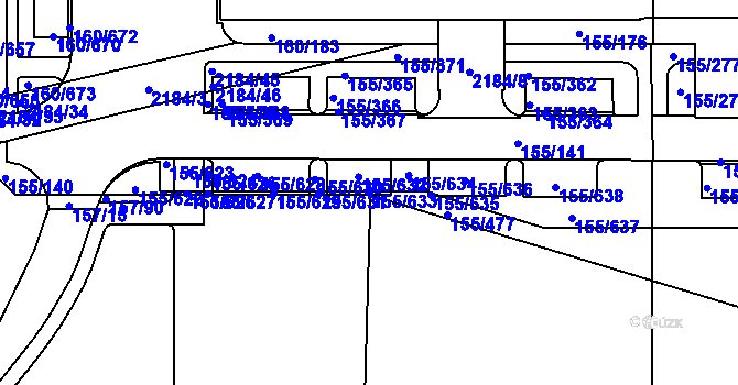 Parcela st. 155/633 v KÚ Stodůlky, Katastrální mapa