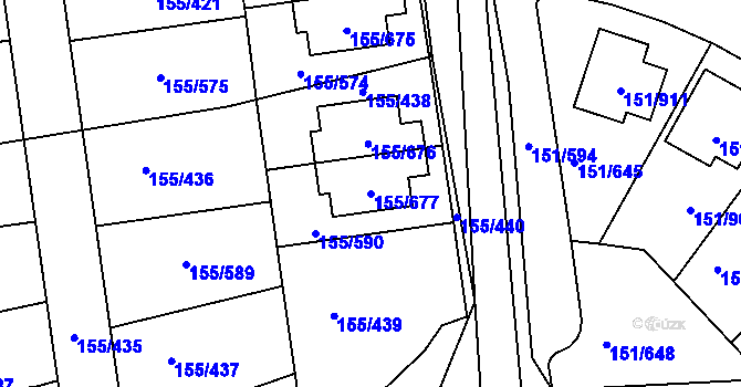 Parcela st. 155/677 v KÚ Stodůlky, Katastrální mapa