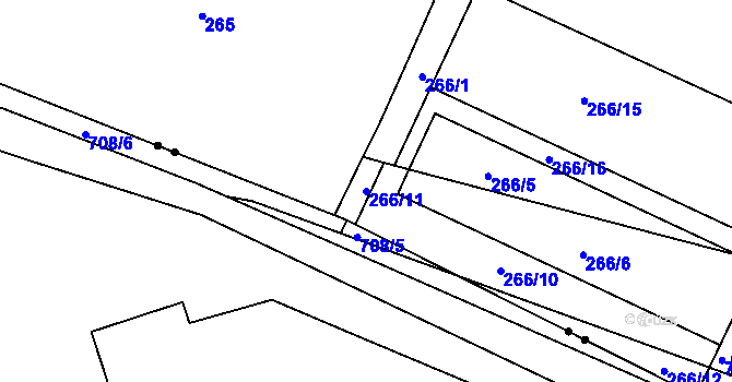 Parcela st. 266/11 v KÚ Honice, Katastrální mapa