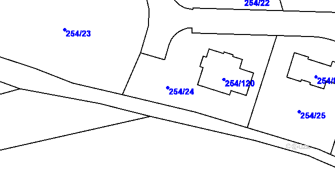 Parcela st. 254/24 v KÚ Honice, Katastrální mapa