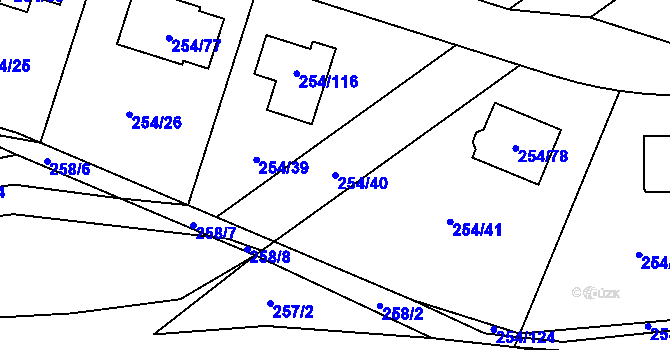 Parcela st. 254/40 v KÚ Honice, Katastrální mapa