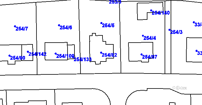 Parcela st. 254/82 v KÚ Honice, Katastrální mapa