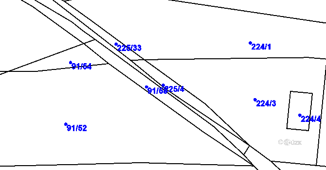 Parcela st. 225/4 v KÚ Honice, Katastrální mapa