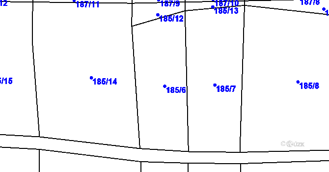 Parcela st. 185/6 v KÚ Honice, Katastrální mapa