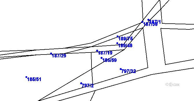 Parcela st. 187/19 v KÚ Honice, Katastrální mapa
