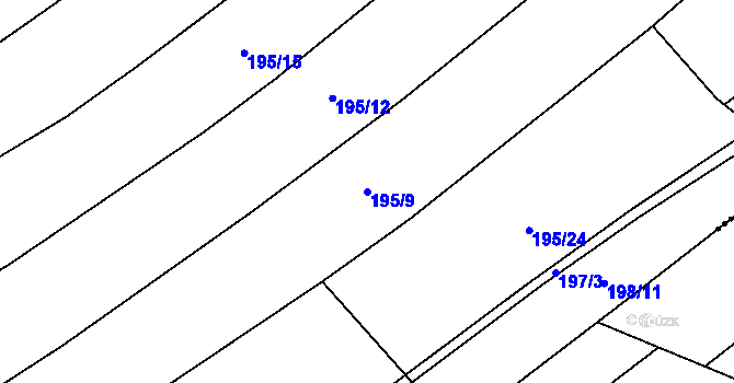 Parcela st. 195/9 v KÚ Honice, Katastrální mapa
