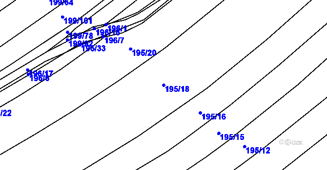 Parcela st. 195/18 v KÚ Honice, Katastrální mapa