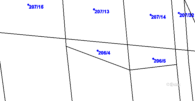 Parcela st. 206/4 v KÚ Honice, Katastrální mapa