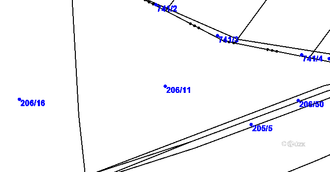 Parcela st. 206/11 v KÚ Honice, Katastrální mapa