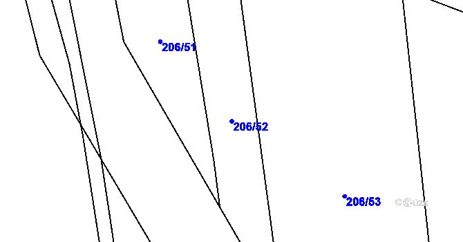 Parcela st. 206/52 v KÚ Honice, Katastrální mapa
