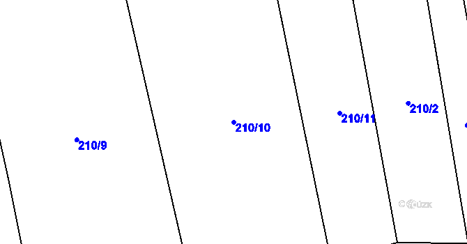 Parcela st. 210/10 v KÚ Honice, Katastrální mapa