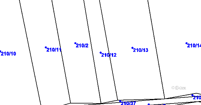 Parcela st. 210/12 v KÚ Honice, Katastrální mapa