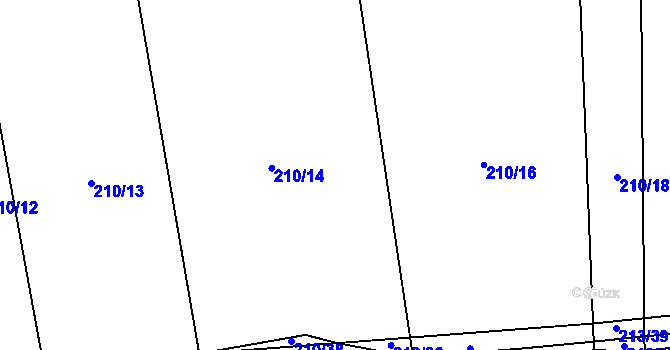 Parcela st. 210/15 v KÚ Honice, Katastrální mapa