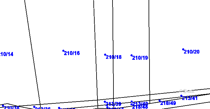 Parcela st. 210/18 v KÚ Honice, Katastrální mapa