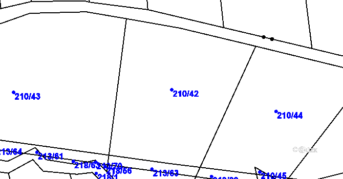 Parcela st. 210/42 v KÚ Honice, Katastrální mapa