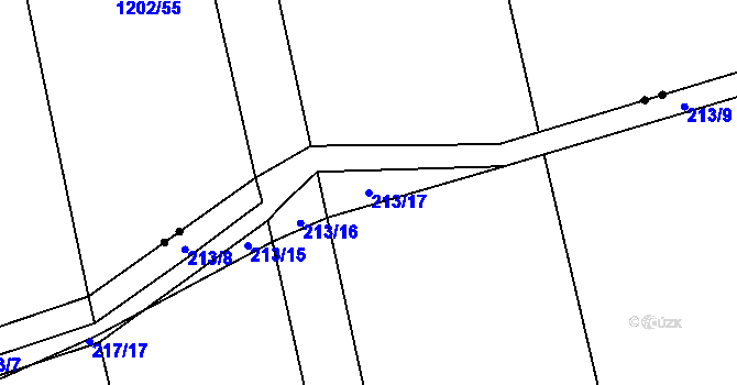 Parcela st. 213/17 v KÚ Honice, Katastrální mapa