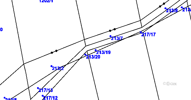 Parcela st. 213/19 v KÚ Honice, Katastrální mapa