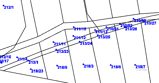 Parcela st. 213/24 v KÚ Honice, Katastrální mapa