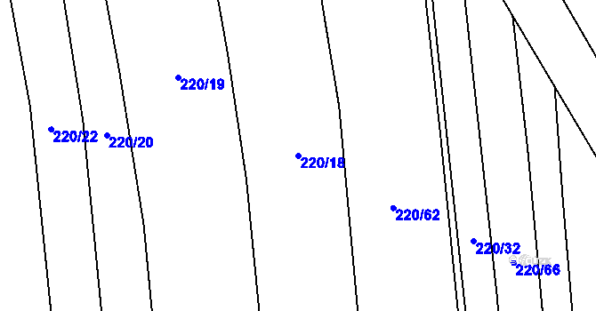 Parcela st. 220/18 v KÚ Honice, Katastrální mapa