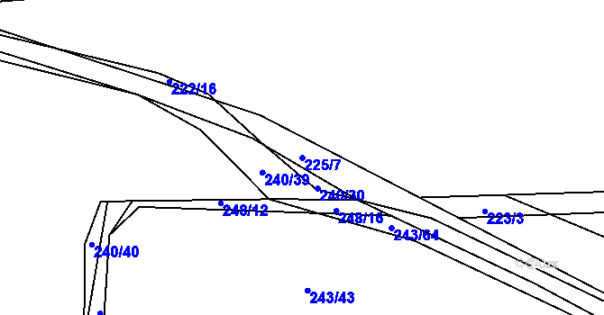 Parcela st. 225/7 v KÚ Honice, Katastrální mapa