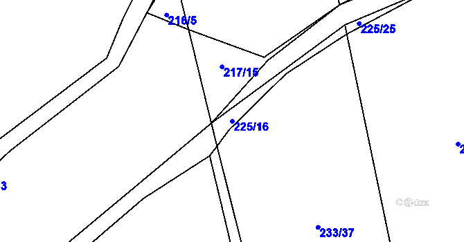 Parcela st. 225/16 v KÚ Honice, Katastrální mapa