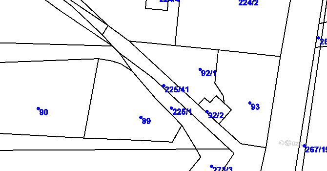 Parcela st. 225/41 v KÚ Honice, Katastrální mapa