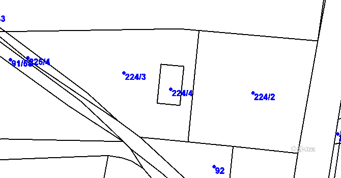 Parcela st. 224/4 v KÚ Honice, Katastrální mapa