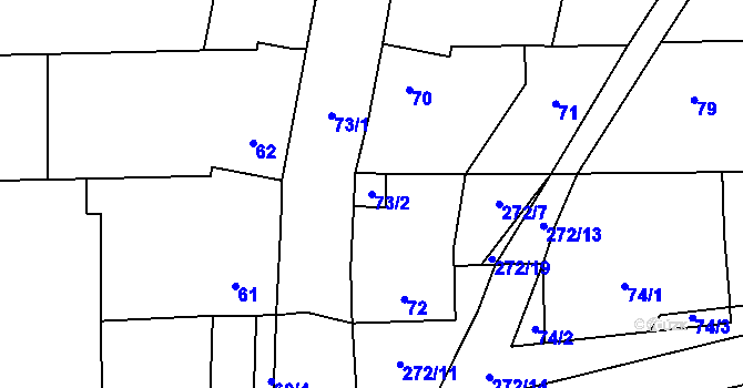 Parcela st. 73/2 v KÚ Honice, Katastrální mapa