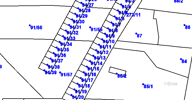 Parcela st. 91/12 v KÚ Honice, Katastrální mapa