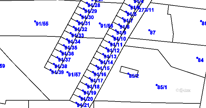 Parcela st. 91/13 v KÚ Honice, Katastrální mapa