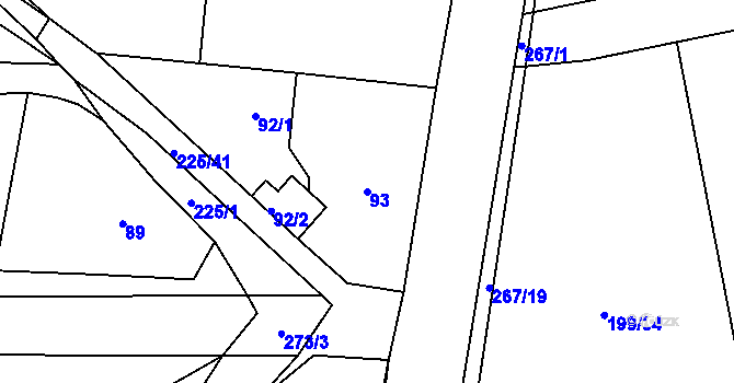 Parcela st. 93 v KÚ Honice, Katastrální mapa