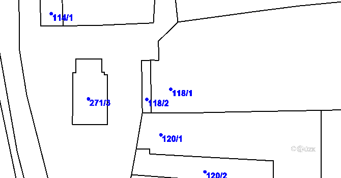 Parcela st. 118/1 v KÚ Honice, Katastrální mapa