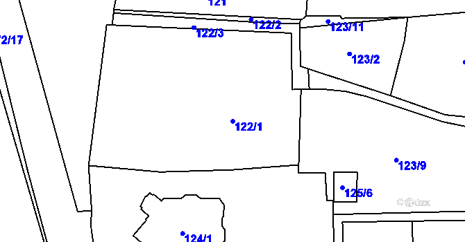 Parcela st. 122/1 v KÚ Honice, Katastrální mapa