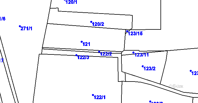 Parcela st. 122/2 v KÚ Honice, Katastrální mapa