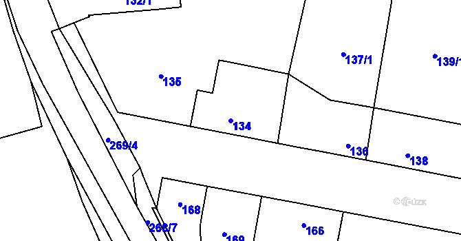 Parcela st. 134 v KÚ Honice, Katastrální mapa