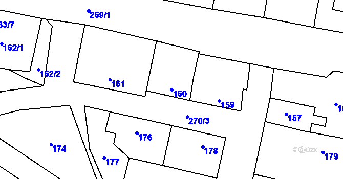 Parcela st. 160 v KÚ Honice, Katastrální mapa