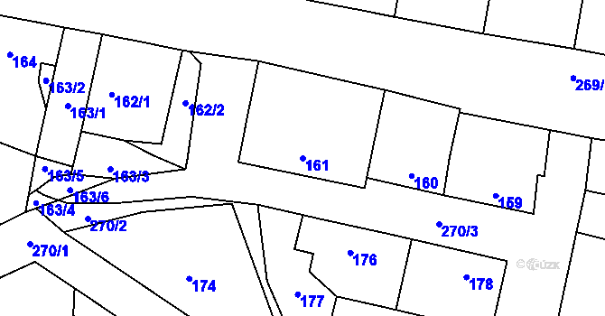 Parcela st. 161 v KÚ Honice, Katastrální mapa