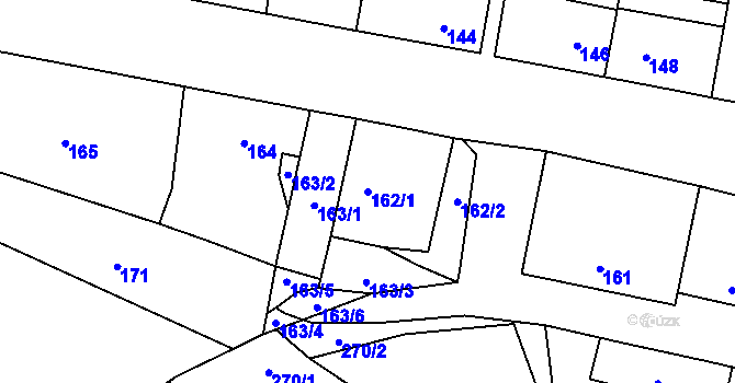 Parcela st. 162/1 v KÚ Honice, Katastrální mapa