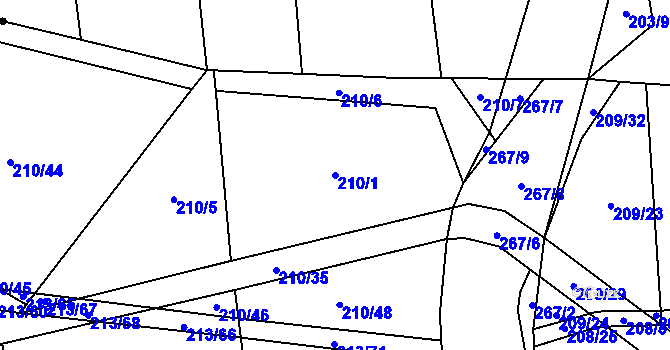 Parcela st. 210/1 v KÚ Honice, Katastrální mapa