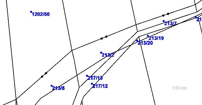 Parcela st. 213/2 v KÚ Honice, Katastrální mapa