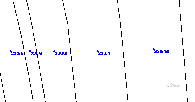 Parcela st. 220/1 v KÚ Honice, Katastrální mapa